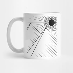 Sun and mountains Line art black Mug